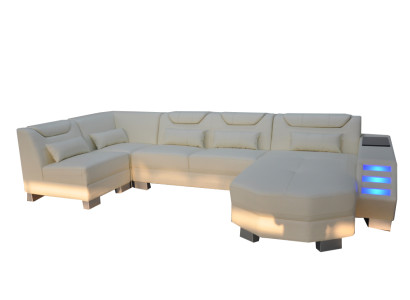 Designer Sofa mit USB Eck Leder Ecke Sofa Polster Zimmer Leder Sitz Polster Neu