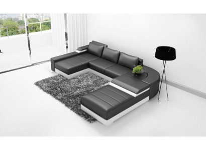 Ecksofa Eck Sofa mit USB Polster Leder Garnitur Wohnlandschaft Liege Bellenberg