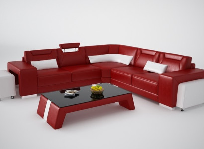 Leder Modern Couch Wohnlandschaft Ledersofa Sofagarnitur Sofa L Form Couchtisch