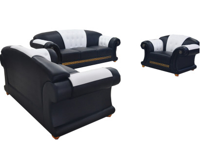 Klassische Leder Sofagarnitur 321 Gruppe Polster Sitz Garnituren Polsterung USB