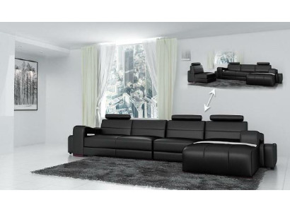 Ledersofa Ecksofa + USB Couch Design Wohnlandschaft Polster Garnitur Sofa L Form