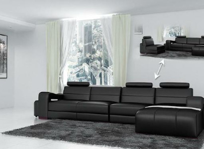 Ledersofa Ecksofa + USB Couch Design Wohnlandschaft Polster Garnitur Sofa L Form
