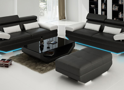 Ledersofa Sofa mit USB Wohnlandschaft 2+2 Garnitur Design Couch Sofa