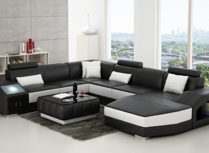 Ledersofa Couch U-Form Wohnlandschaft Ecksofa Garnitur Design Modern Sofa