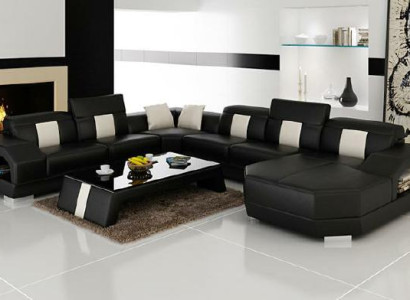 Wohnlandschaft Couch Polster Eck Garnitur Designer Ledersofa