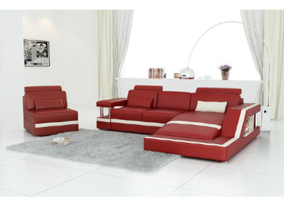 LEDERSOFA XXL WOHNLANDSCHAFT GARNITUR ECKCOUCH LEDER GARNITUR mit USB POLSTER