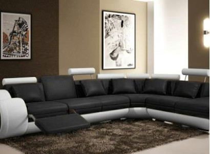 LEDERSOFA LEDERCOUCH mit USB GARNITUR SOFA WOHNLANDSCHAFT SCHWARZ/WEIß Couch Neu