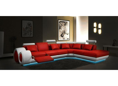 LEDERSOFA mit USB LEDERCOUCH GARNITUR SOFA COUCH WOHNLANDSCHAFT Berlin V NEU