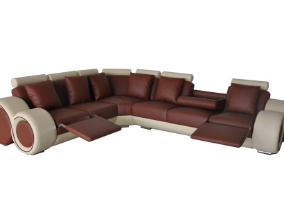 Design Leder Polster XXL Sitz Zimmer Sofa mit USB Design Eck Garnitur Sofas Neu