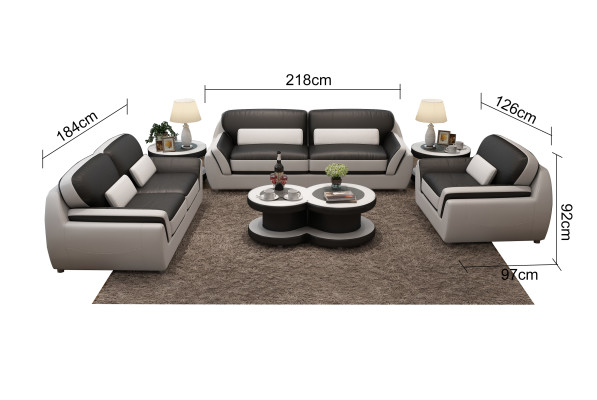 Ledersofa mit USB Sofagarnitur Neu 3+2 Sitzer Garnitur Design Modern Sofa G8038C
