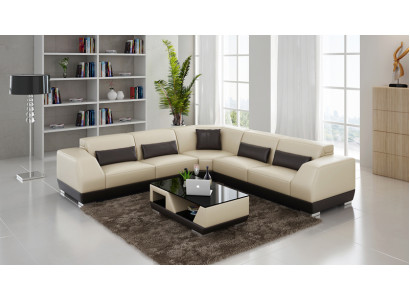 Ledersofa mit USB Wohnlandschaft Ecksofa Eck Garnitur Design Modern Sofa G8024B