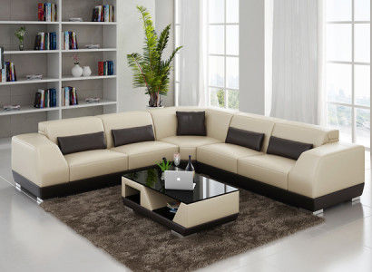 Ledersofa mit USB Wohnlandschaft Ecksofa Eck Garnitur Design Modern Sofa G8024B