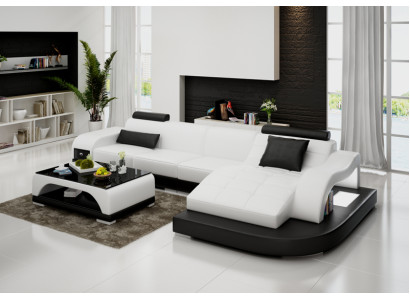 Ledersofa mit USB Wohnlandschaft Ecksofa Eck Garnitur Design Modern Sofa G8009D