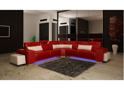 Ledersofa mit USB Wohnlandschaft Ecksofa Eck Garnitur Design Modern Sofa F3011B