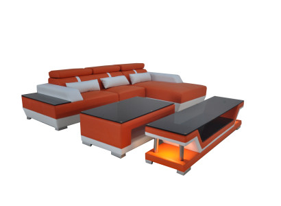 Ledersofa Wohnlandschaft Eck Garnitur Design Modern Sofa L-Form Chaise