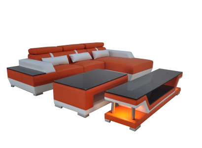 Ledersofa Wohnlandschaft Eck Garnitur Design Modern Sofa L-Form Chaise