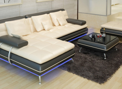 Ledersofa Couch Wohnlandschaft Ecksofa Eck Garnitur Design Modern Sofa Neu F3015