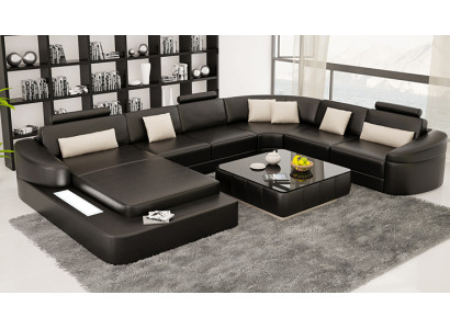 Wohnlandschaft Couch Polster Eck Garnitur Designer Ledersofa Big Sofa Kelcher