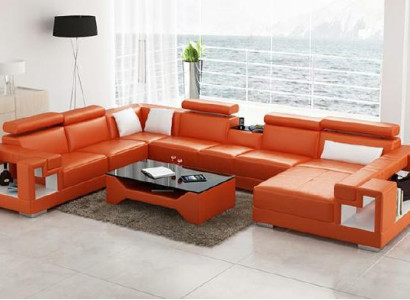 Ledersofa Wohnlandschaft Ecksofa Couch Sofa Eck Garnitur Ecke XXL Big 2710A