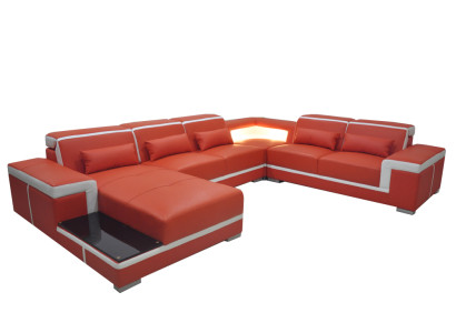 Komfortables XXL Ledersofa mit innovativer Ergonomie und LED-Beleuchtung