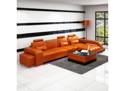 Ledersofa Couch Wohnlandschaft Ecksofa Eck Garnitur Design Modern Sofa F3017C