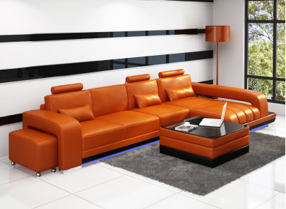 Ledersofa Couch Wohnlandschaft Ecksofa Eck Garnitur Design Modern Sofa F3017C