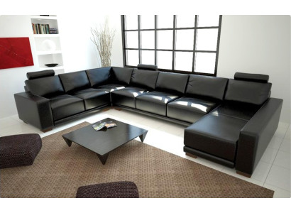 Ledersofa Couch Wohnlandschaft Ecksofa Eck Garnitur Design Modern Sofa mit USB