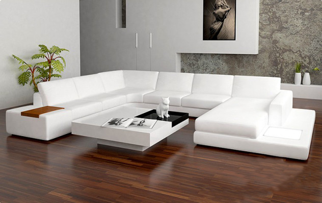 Ledersofa Couch Wohnlandschaft Ecksofa Eck Garnitur Design Modern Sofa mit USB