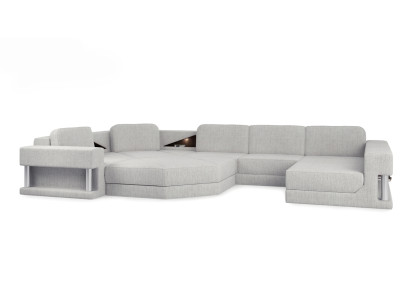 Modern Ecksofa USB LED Couch Polster Leder Design Sofa Garnitur Wohnlandschaft