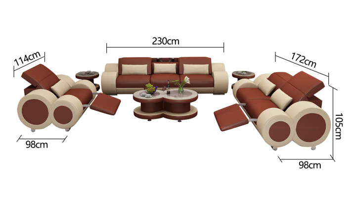 Ledersofa Couch Sofagarnitur 3+2+1 Sitzer Garnitur Design Dekor Modern Sofa
