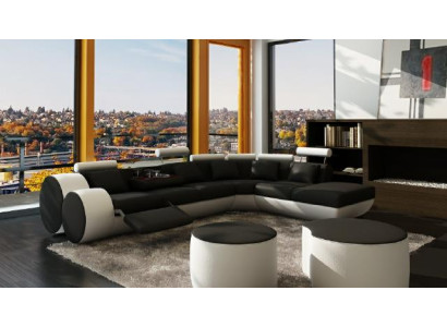 Ledersifa Sofa Ledercouch USB Garnitur XXL Wohnlandschaft Ecksofa Maßfertigung