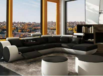 Ledersifa Sofa Ledercouch USB Garnitur XXL Wohnlandschaft Ecksofa Maßfertigung