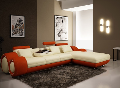 Ledersofa mit USB Wohnlandschaft Ecksofa Eck Garnitur Design Modern Sofa A1163E