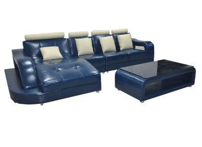 Ledersofa mit USB Wohnlandschaft Eck Garnitur Design Modern Sofa L-Form L6015