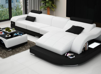 Ecksofa mit USB Polster Eckgarnitur Wohnlandschaft Eckcouch Design Sofa PHM3375