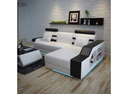 Ledersofa mit USB Wohnlandschaft Ecksofa Eck Garnitur Design Modern Sofa L6016E