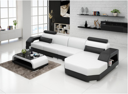 Ledersofa + USB Wohnlandschaft Ecksofa Eck Garnitur Design Couch Sofa Neu G8001C