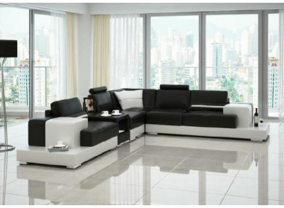 Ledersofa Ecksofa Sofa mit USB Design Sitz Polster Garnitur Wohnlandschaft 2725C