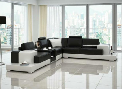 Ledersofa Ecksofa Sofa mit USB Design Sitz Polster Garnitur Wohnlandschaft 2725C