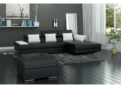 Wohnlandschaft Polster Ecke Eck Sofa mit USB Garnitur Landschaft Leder 2719C Neu