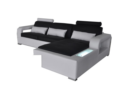 Ledersofa mit USB Wohnlandschaft Eck Garnitur Design Modern Sofa L-Form L6008