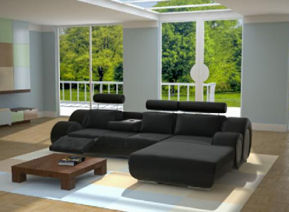 Designer Couch Sofa Polster Ledersofa +USB Neu Garnitur Wohnlandschaft Eckcouch