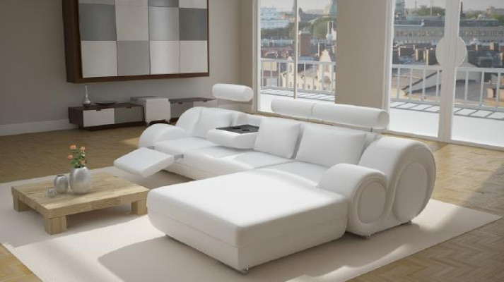 Designer Polster Sofa + USB Ledersofa Wohnlandschaft Ecksofa Garnitur Berlin II