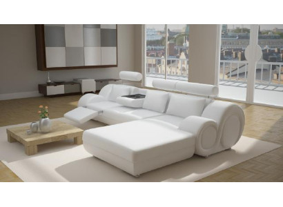 Designer Polster Sofa + USB Ledersofa Wohnlandschaft Ecksofa Garnitur Berlin II