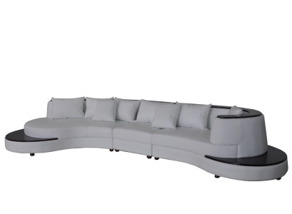 Luxus Wohn Eck Leder Garnitur Polster XXL Big Sofa mit USB UForm Ecke Landschaft
