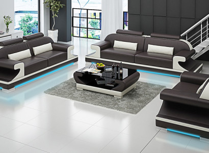 Ledersofa Couch Wohnlandschaft 3+2+1 Sitzer Garnitur Sofa Sofagarnitur