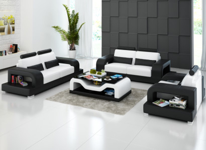 Ledersofa Couch Wohnlandschaft 3+2+1 Sitzer Garnitur Modern Design Sofa