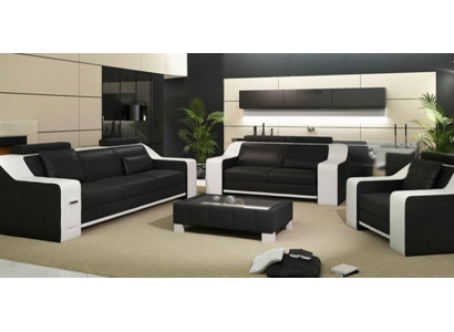 Sitz Garnitur Sofa Leder Polster 3+2+1 Design Couch Moderne Garnituren Sofas USB