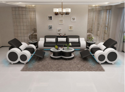 Ledersofa Couch Sofagarnitur Neu 3+1+1Sitzer Garnitur Design Modern Sofa mit USB