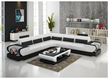 Ledersofa Couch Wohnlandschaft Ecksofa Eck Garnitur Design Modern Sofa G8003B